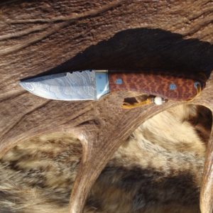 SNAKEWOOD HANDLE TIGER STRIPE DAMASCUS BLADE CUSTOM HUNTING KNIFE