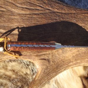 SNAKEWOOD HANDLE TIGER STRIPE DAMASCUS BLADE CUSTOM HUNTING KNIFE