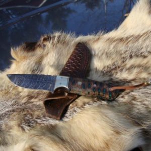 TIGER STRIPE DAMASCUS BLADE BANKSIA POD HANDLE HUNTING KNIFE