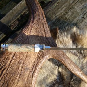 BOXELDER WITH WARTHOG TUSK HANDLE DAMASCUS BOWIE WITH FILE WOORK