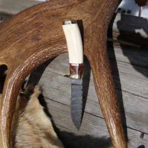 WART HOG TUSK IRON WOOD HANDLE TWIST DAMASCUS BLADE KNIFE