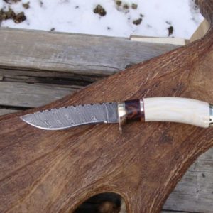 WART HOG TUSK IRON WOOD HANDLE TWIST DAMASCUS BLADE KNIFE