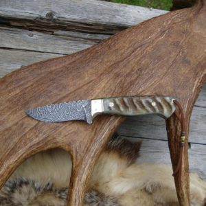 CUSTOM DAMASCUS BLADE AFRICAN WATER BUCK HORN HANDLE KNIFE