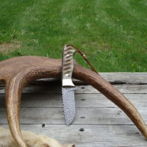 CUSTOM DAMASCUS BLADE AFRICAN WATER BUCK HORN HANDLE KNIFE