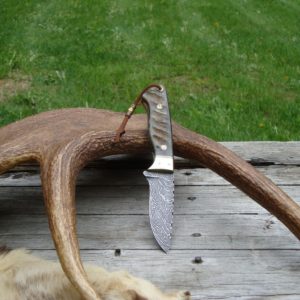 CUSTOM DAMASCUS BLADE AFRICAN WATER BUCK HORN HANDLE KNIFE