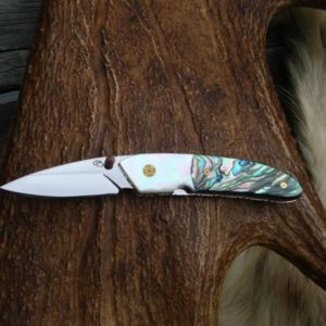 WHITE MOTHER OF PEARL WITH ABALONE CUSTOM POCKET KNIFE