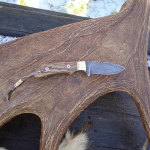 ZEBRA WOOD HANDLE DAMASCUS BLADE SMALL HUNTER