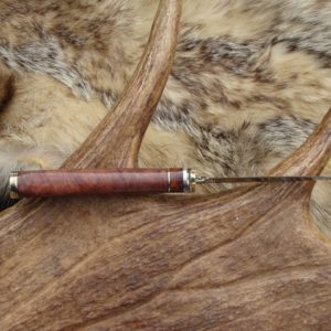 CARBON STEEL AUSTRALIAN BROWN MALLE BURL WOOD HANDLE WITH SNAKEWOOD SPACER FILE WORKED BLADE