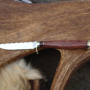 CARBON STEEL AUSTRALIAN BROWN MALLE BURL WOOD HANDLE WITH SNAKEWOOD SPACER FILE WORKED BLADE