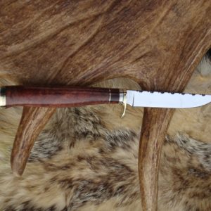 CARBON STEEL AUSTRALIAN BROWN MALLE BURL WOOD HANDLE WITH SNAKEWOOD SPACER FILE WORKED BLADE