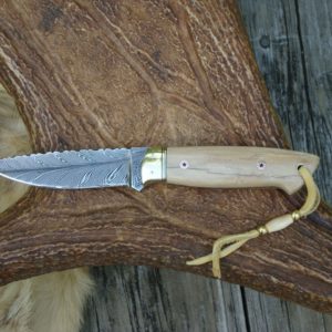 FEATHER DAMASCUS FILE WORKED BLADE MAMMOTH IVORY HANDLE HUNTER