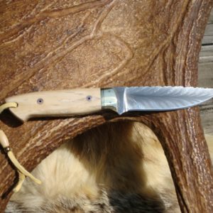 FEATHER DAMASCUS FILE WORKED BLADE MAMMOTH IVORY HANDLE HUNTER
