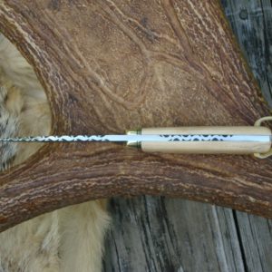 FEATHER DAMASCUS FILE WORKED BLADE MAMMOTH IVORY HANDLE HUNTER