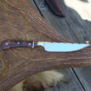 HONDURAN ROSEWOOD WITH GIRAFFE BONE HANDLE S30V STEEL BLADE FILE WORKED HUNTER