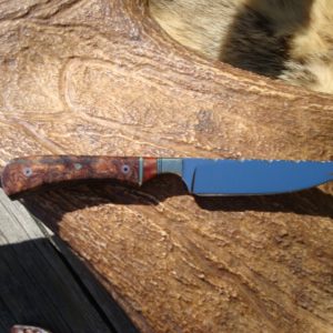 HONDURAN ROSEWOOD WITH GIRAFFE BONE HANDLE S30V STEEL BLADE FILE WORKED HUNTER