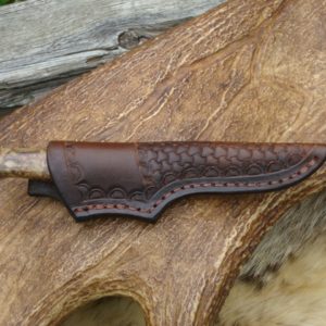 MAPLE BURL WOOD HANDLE BIRD TROUT KNIFE WITH SPIDER WEB MALACHITE STONE SPACER CARBON TOOL STEEL BLADE