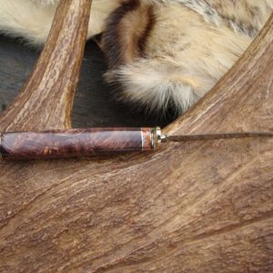 CARBON TOOL STEEL BLADE HONDURAN ROSEWOOD WITH APPLE CORAL HANDLE BIRD TROUT KNIFE WITH FILE WORK