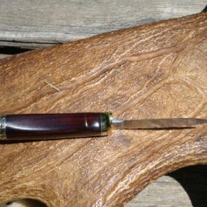 BOISE DE ROSEWOOD HANDLE TWIST DAMASCUS BLADE WITH FILE WORKED SPACER AND BLADE