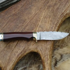 BOISE DE ROSEWOOD HANDLE TWIST DAMASCUS BLADE WITH FILE WORKED SPACER AND BLADE