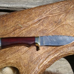 BOISE DE ROSEWOOD HANDLE TWIST DAMASCUS BLADE WITH FILE WORKED SPACER AND BLADE