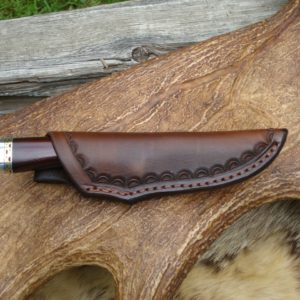 BOISE DE ROSEWOOD HANDLE TWIST DAMASCUS BLADE WITH FILE WORKED SPACER AND BLADE