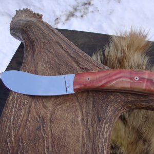 Flame boxelder burl beaver tail skinner with file work 440 stainless steel