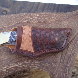 Custom Buck 110 Damascus blade fossil coral handle pocket knife full file worked knife