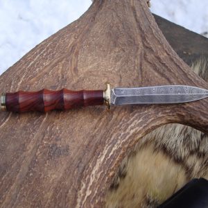 Cocobolo handle finger print pattern damascus blade dagger