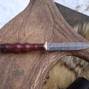 Cocobolo handle finger print pattern damascus blade dagger