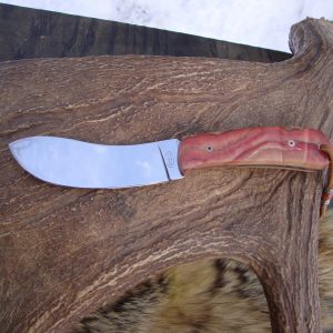 Flame boxelder burl beaver tail skinner with file work 440 stainless steel