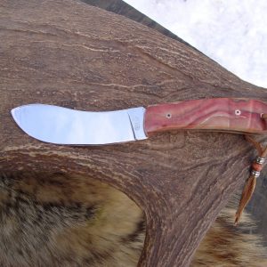 Flame boxelder burl beaver tail skinner with file work 440 stainless steel