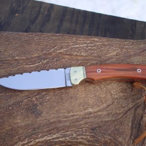 Custom D2 Steel Giraffe Bone Handle Bird Trout Knife file worked