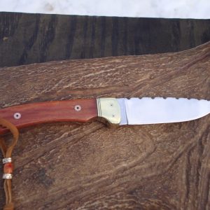 Custom D2 Steel Giraffe Bone Handle Bird Trout Knife file worked