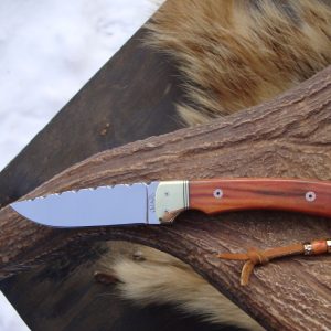 Custom D2 Steel Giraffe Bone Handle Bird Trout Knife file worked