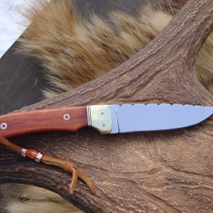 Custom D2 Steel Giraffe Bone Handle Bird Trout Knife file worked