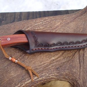 Custom D2 Steel Giraffe Bone Handle Bird Trout Knife file worked