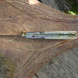 WHITE MOTHER OF PEARL WITH ABALONE SCALES CUSTOM POCKET KNIFE