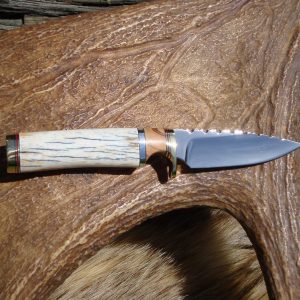 Giraffe Bone With African Olive wood Handle Spear Point Hunter With File Work