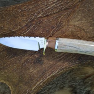 Giraffe Bone With African Olive wood Handle Spear Point Hunter With File Work