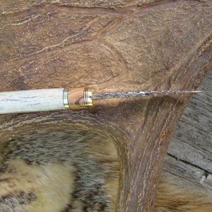 Giraffe Bone With African Olive wood Handle Spear Point Hunter With File Work