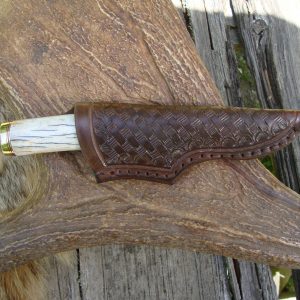 Giraffe Bone With African Olive wood Handle Spear Point Hunter With File Work