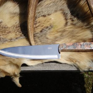 Custom Chef knife AUS8A Steel Blade with Double Dyed Boxelder Burl Handle