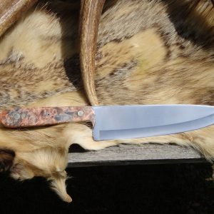 Custom Chef knife AUS8A Steel Blade with Double Dyed Boxelder Burl Handle