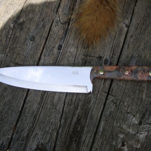 Custom Chef knife AUS8A Steel Blade with Double Dyed Boxelder Burl Handle