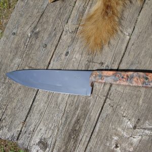 Custom Chef knife AUS8A Steel Blade with Double Dyed Boxelder Burl Handle