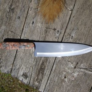 Custom Chef knife AUS8A Steel Blade with Double Dyed Boxelder Burl Handle
