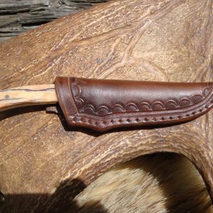 Custom D2 Steel Blade Giraffe Bone Handle Bird Trout Knife file worked