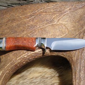 GIRAFFE BONE MARROW WITH ORANGE RESIN HANDLE 52100 BEARING STEEL DROP POINT BLADE FILE WORKED