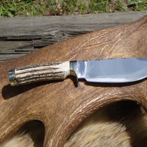 D2 Steel Spear Point Blade Camp Knife India Stag Handle Handle With File Work