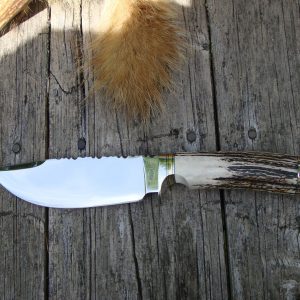 D2 Steel Spear Point Blade Camp Knife India Stag Handle Handle With File Work